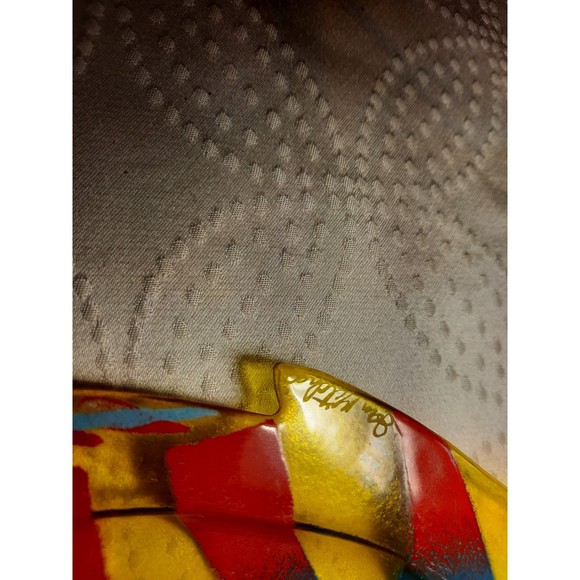 Vintage Signed Jan Mitchell Fused Art Glass Fish Plate/ Damaged - Picture 2 of 8